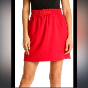 Madewell J Crew Mercantile Red “City” Skirt Miniskirt Paperbag Waist Officewear